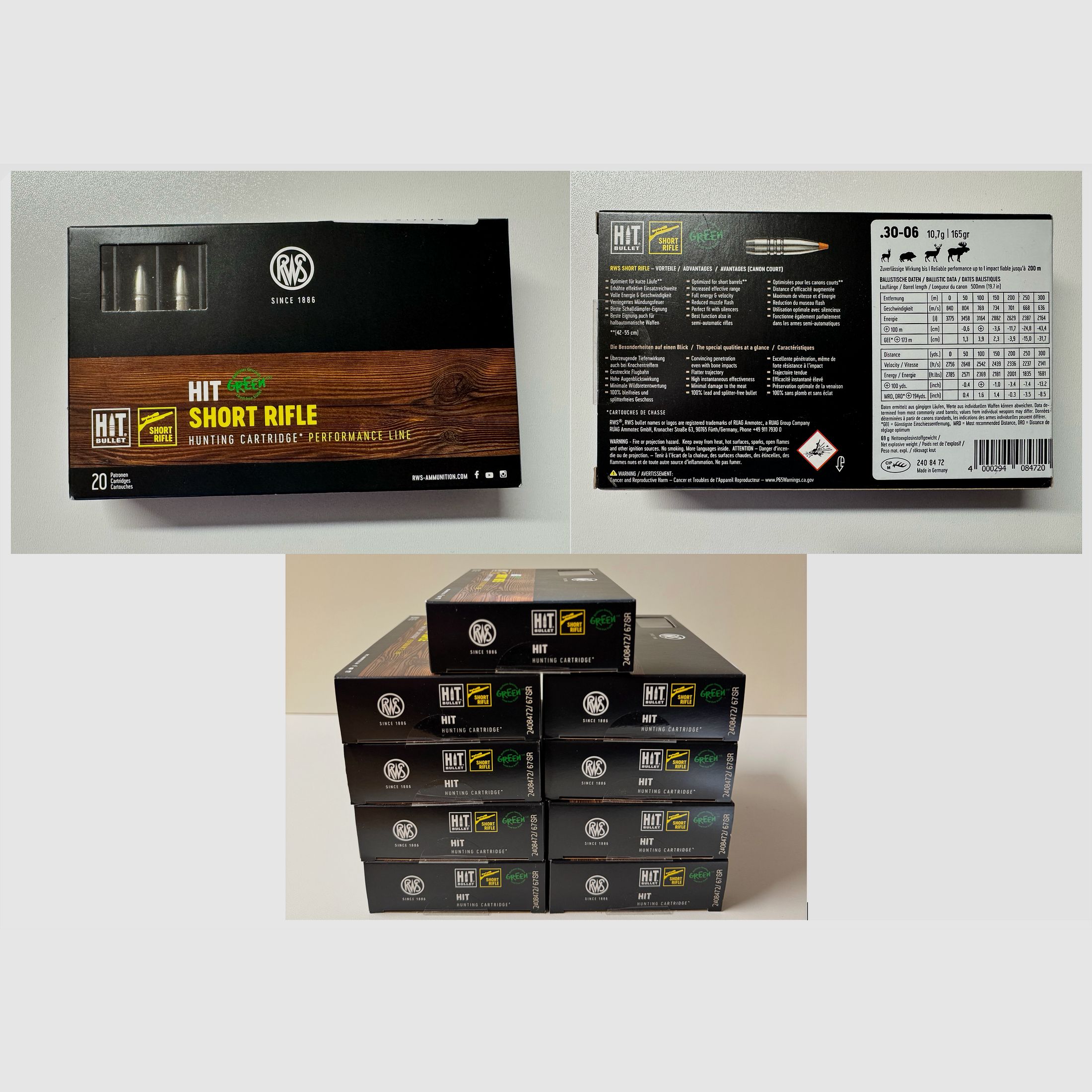 RWS Hit Short Rifle .30-06 - 9 Packungen - NEU