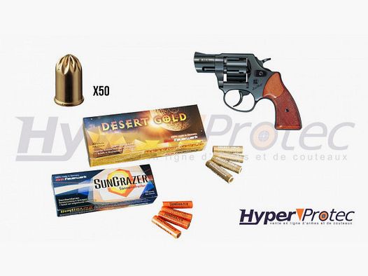 Blank Firing Revolver Pack Rohm RG59 - cal 9mm with ammunition and primers