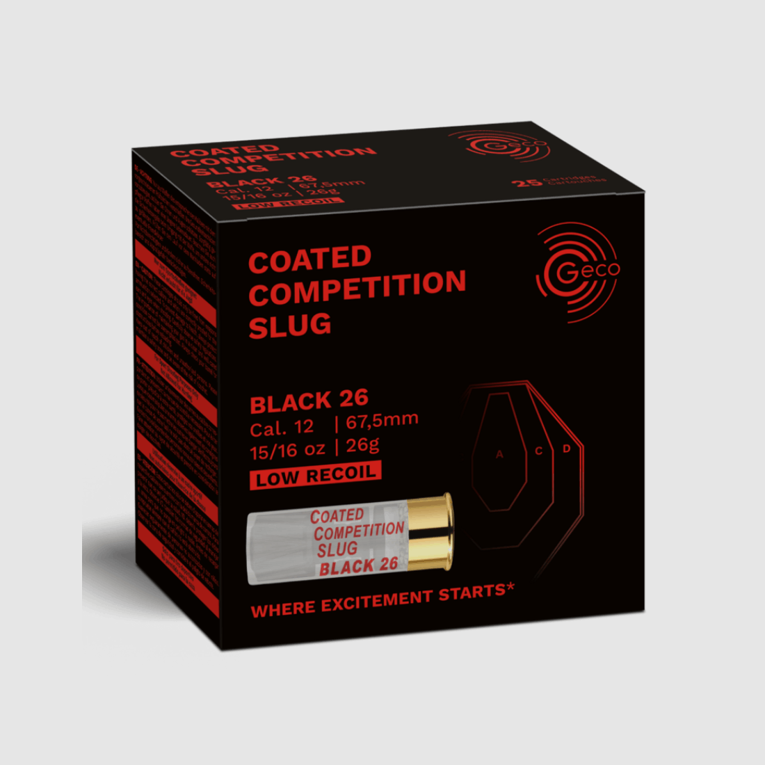 GECO COATED COMPETITION SLUG BLACK 26 Gramm 12/67,5 25Stk, billede 1 af 2