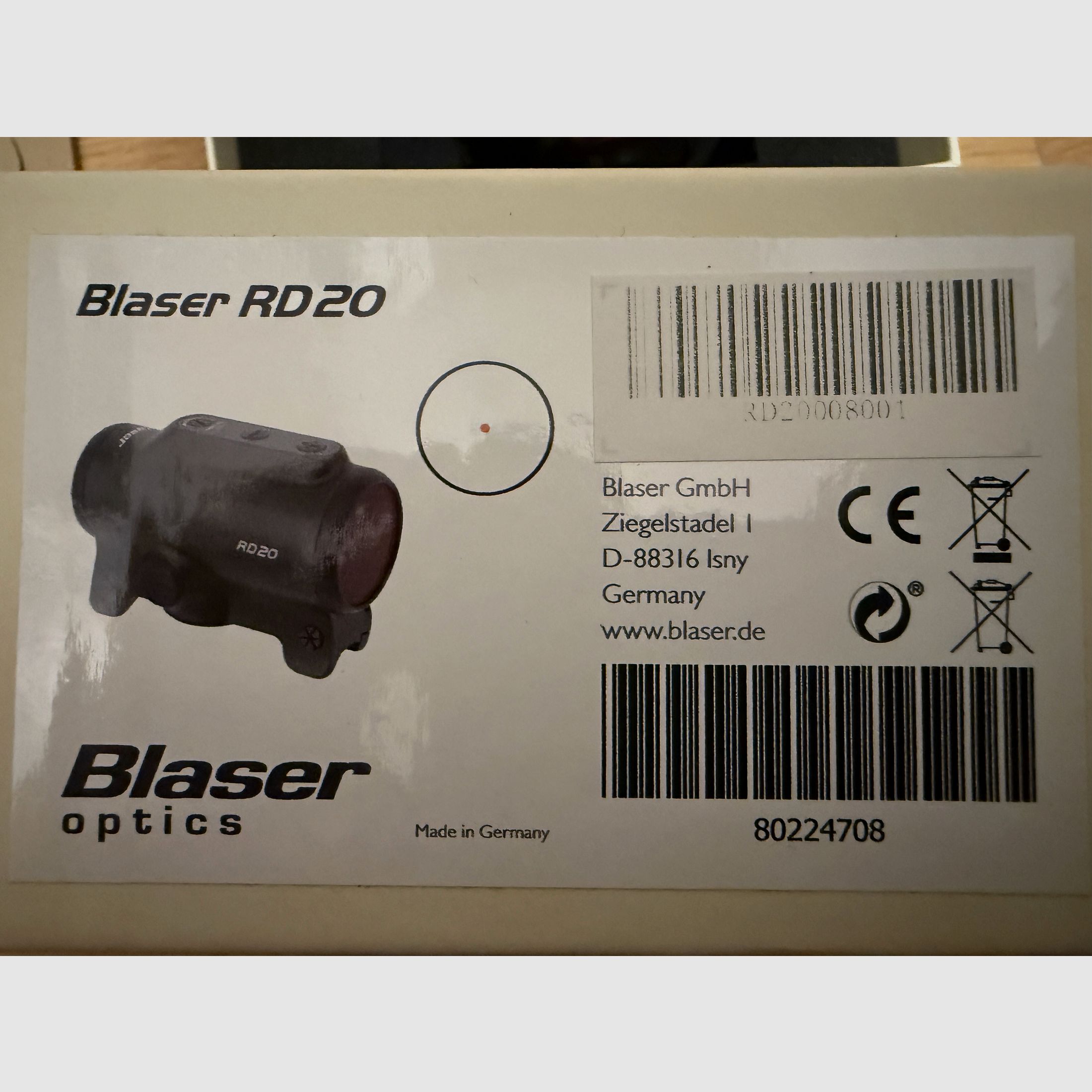 Blaser RD20 RD 20 Rotpunkt Red Dot Rotpunktvisier Leuchtpunkt Sattelmontage