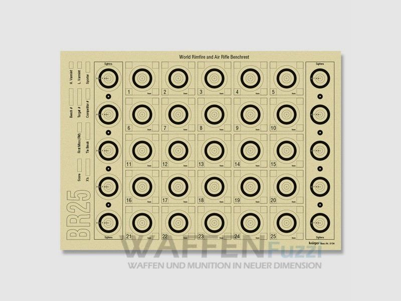 Benchrest Scheibe BR 25 Maße 42x29,7cm 100 St.