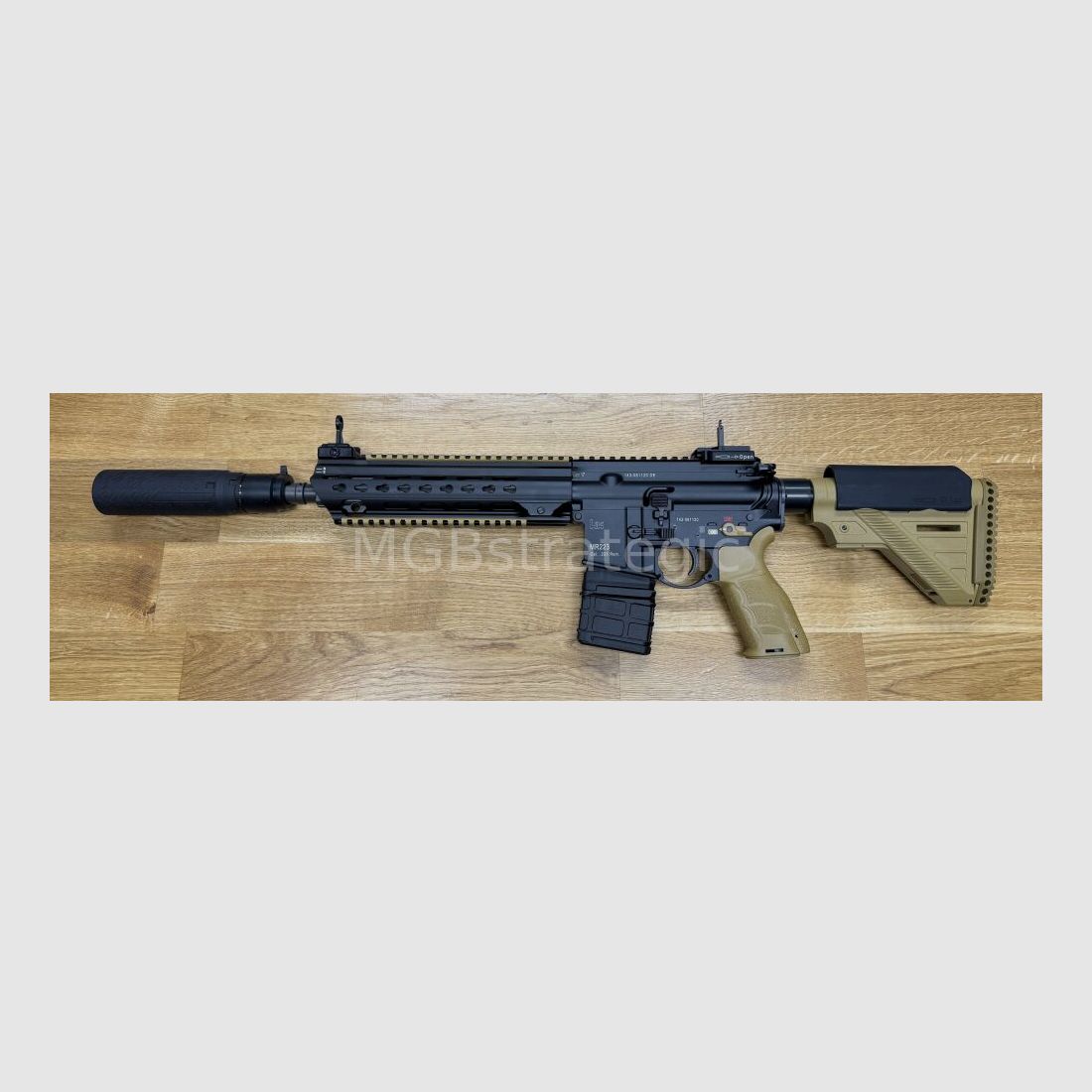 Heckler & Koch MR223 A3 Slim-Line 11" Lauf - halbautom. Büchse .223Rem MGBs Sondermodell black/RAL Edition inkl. Schalldämpfer B&T AG Print X RBS I Compact QDN 223 FDE - flow through - zivile Version HK416 / G95K / G38 G95A1 / G95KA1 / mit Upgrades