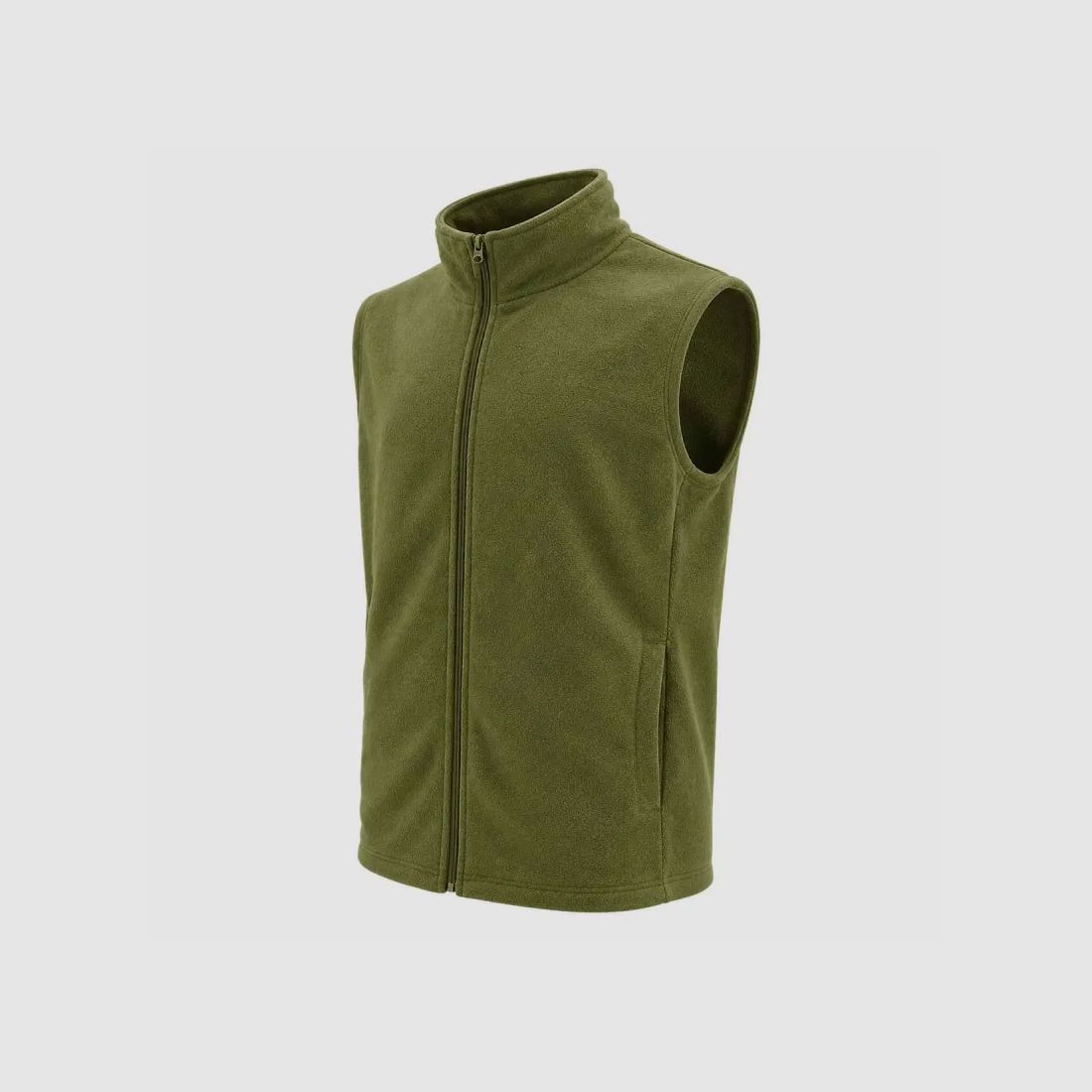 Weste aus Fleece in Khaki ohne Ärmel, Bild 7 von 8