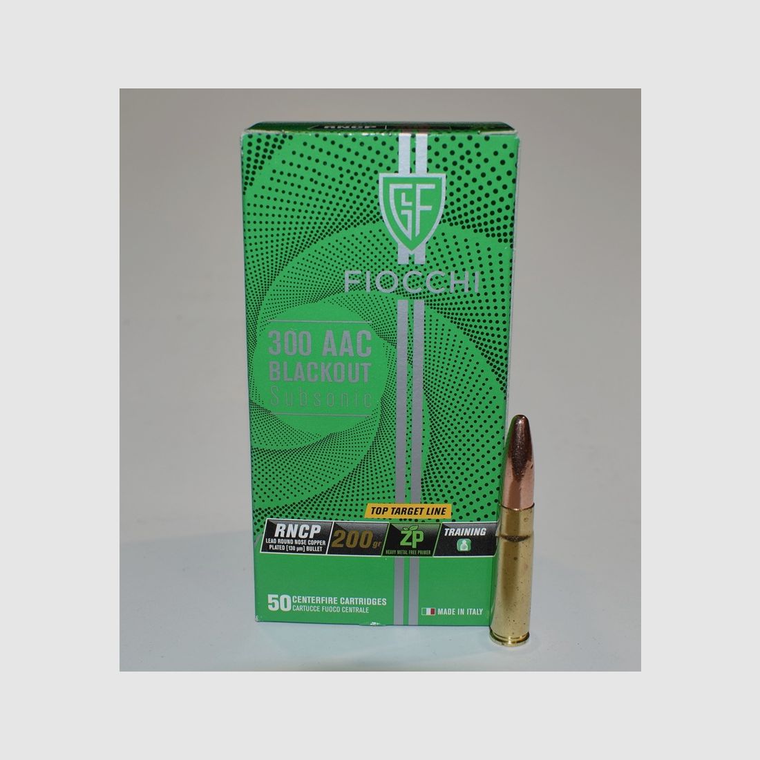 Box mit 50 Patronen Fiocchi Kal. 300 Blackout FMJ 200 Grain subsonic