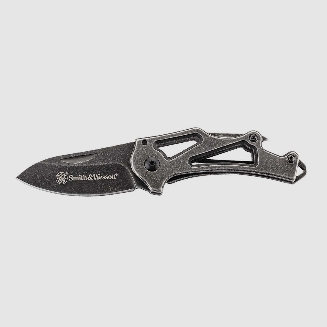 Taschenmesser Smith&Wesson Stonewash Keychain Stahl 3Cr13 KlingenlĂ¤nge 7,5 cm Skelettbauweise (P18)