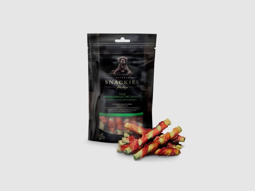 Snackies Hundesnack Feine Hühnerbrust mit Spinat 80g