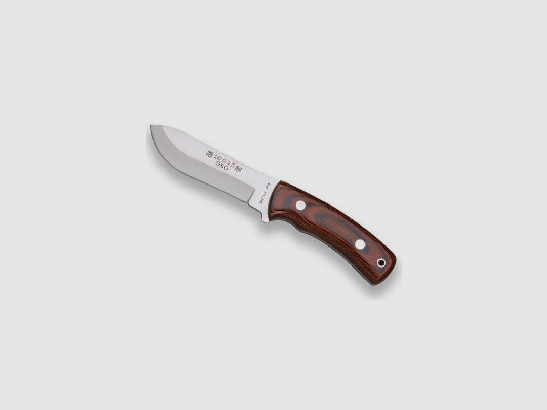 JOKER OSO MESSER, ROTER HOLZGRIFF, 12 CM EDELSTAHLKLINGE. LEDERHÜLLE., Bild 1 von 2