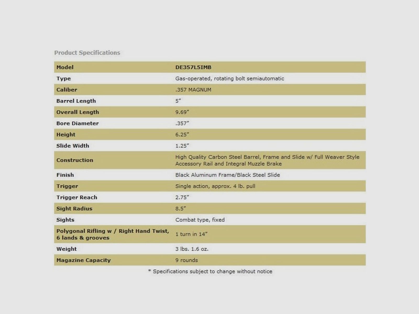 Magnum Research Desert Eagle L5" (5 Zoll) Black MB Integral .357Mag