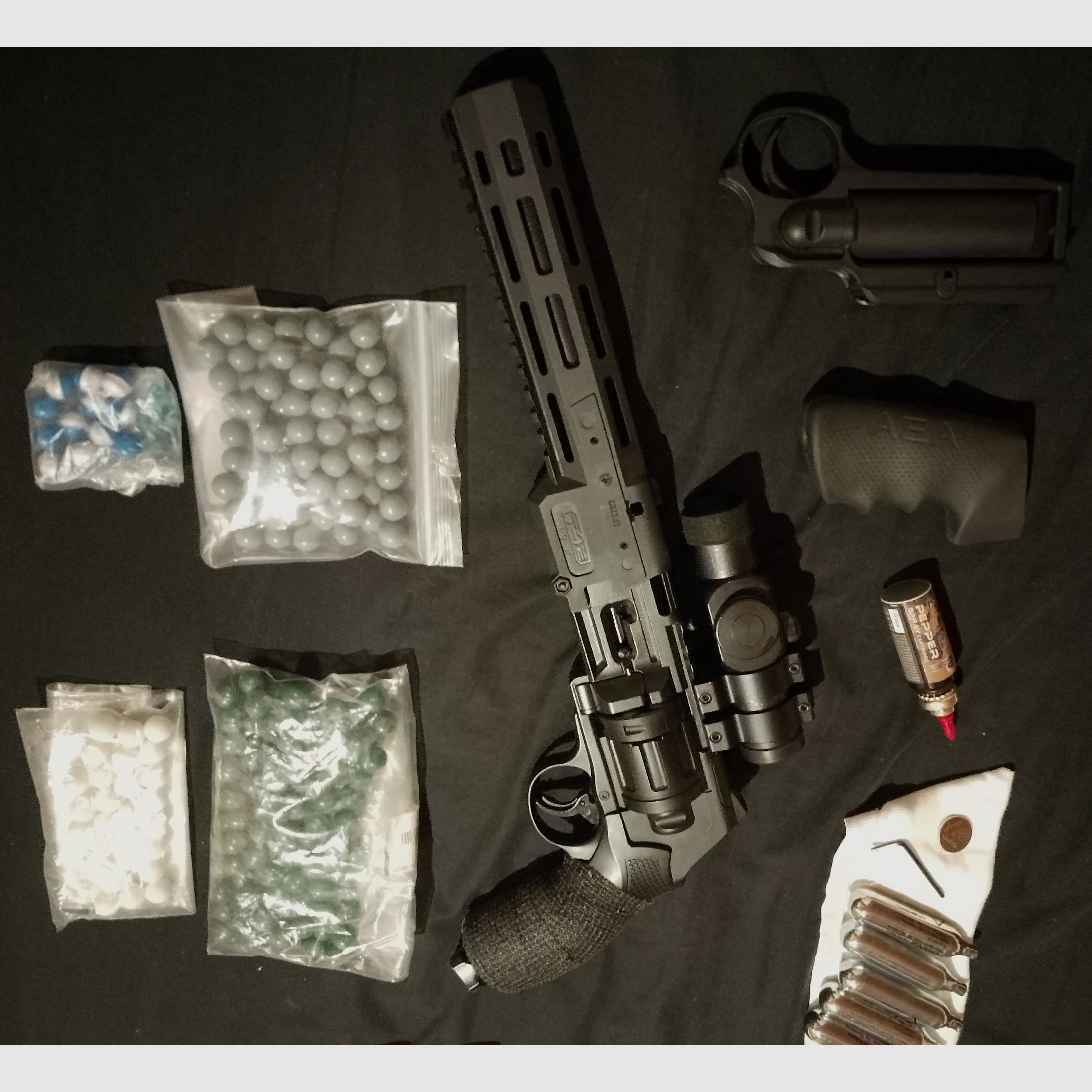 Long T4e HDR50 Tactical Rifle Kit point rouge balles en caoutchouc RAM Paintball marqueur Cal .50 set capsules CO2 revolver lanceur de poivre canon long Red DOT