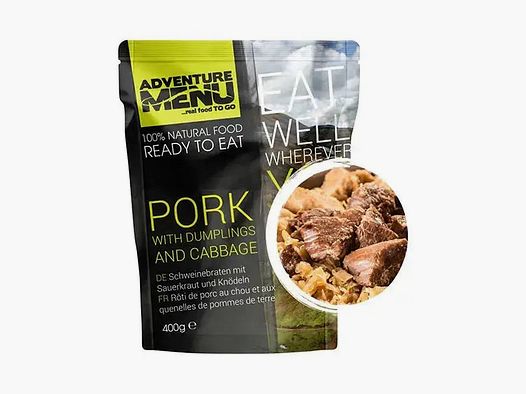 Adventure Menu Schweinebraten mit Sauerkraut und Knödeln