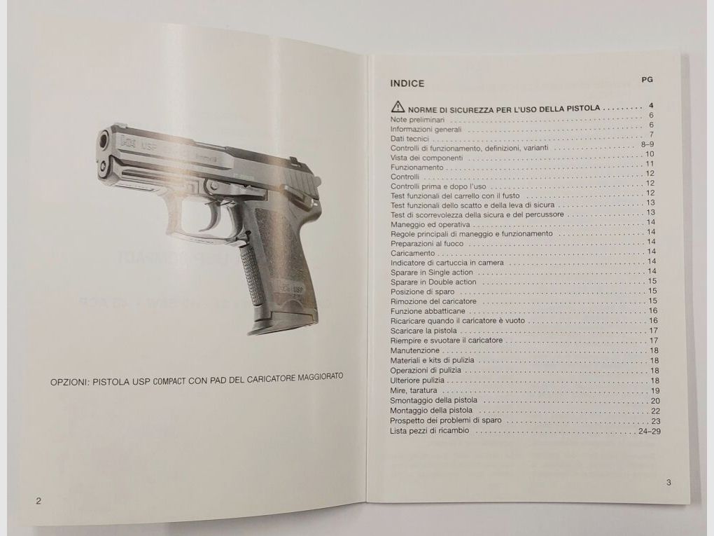 Instrucciones de Heckler & Koch para USP Compact, italiano