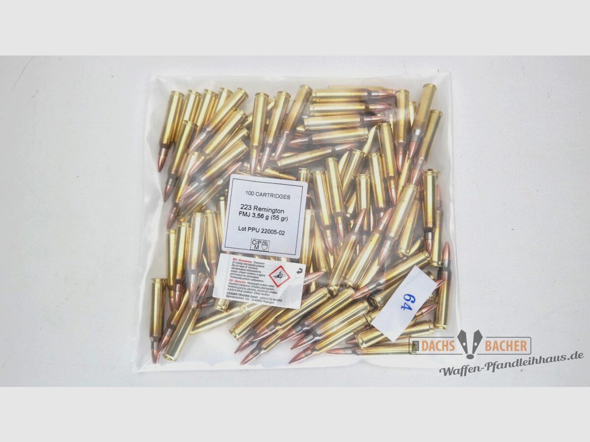 PPU Privi Partizan .223 Rem 3,56g/55gr FMJ BT 100 Schuß Bulk