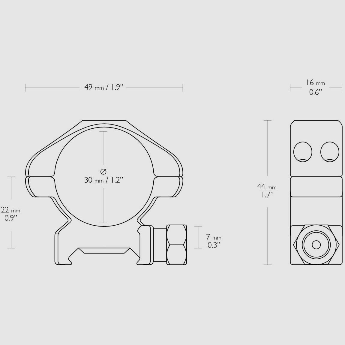 Hawke Precision Montaggio Fisso in Acciaio Weaver 30mm Due Pezzi Medio, immagine 2 di 2
