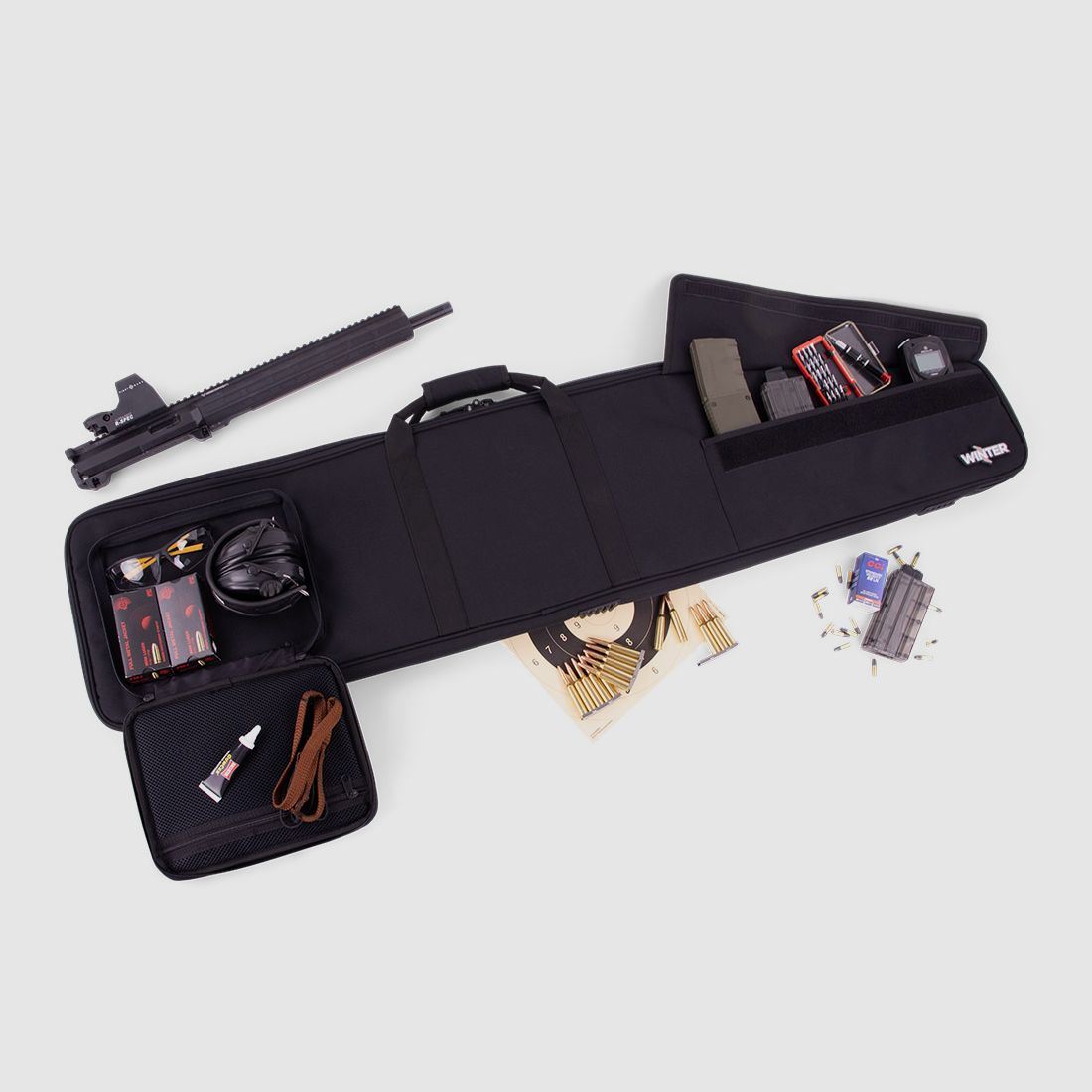 Winter Waffentasche 130 cm – 1000D (laut Grafik), abschließbar, Rucksackgurte (Night) – JM-W5-RIFLE