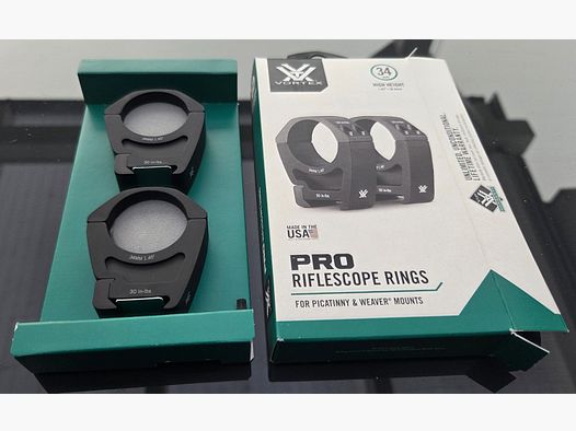 Montage Zielfernrohr 34 mm Vortex Pro Series Ringe Medium  Picatinny Weaver