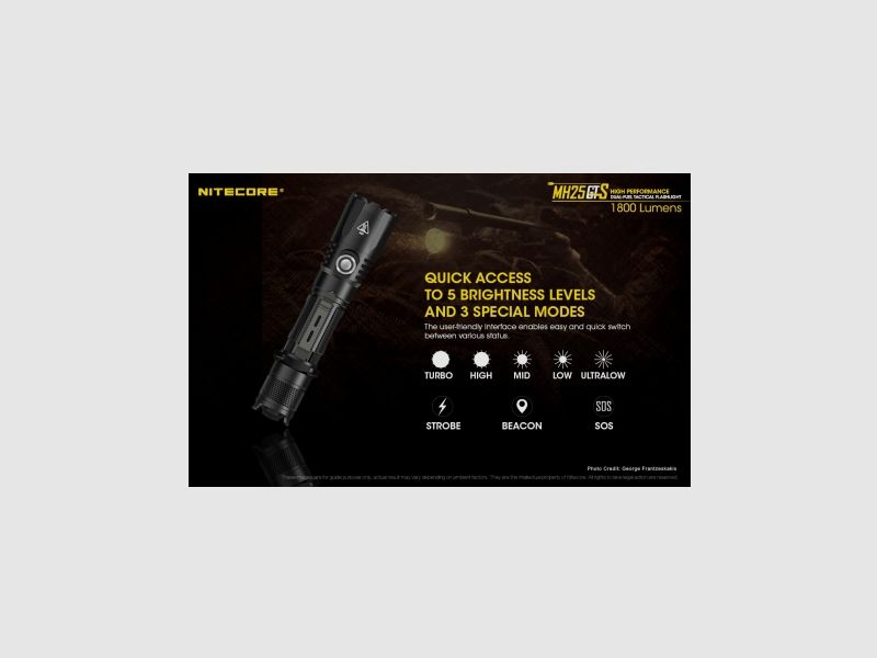 Lampe torche Nitecore MH25GTS 1800 lumens, image 12 sur 21