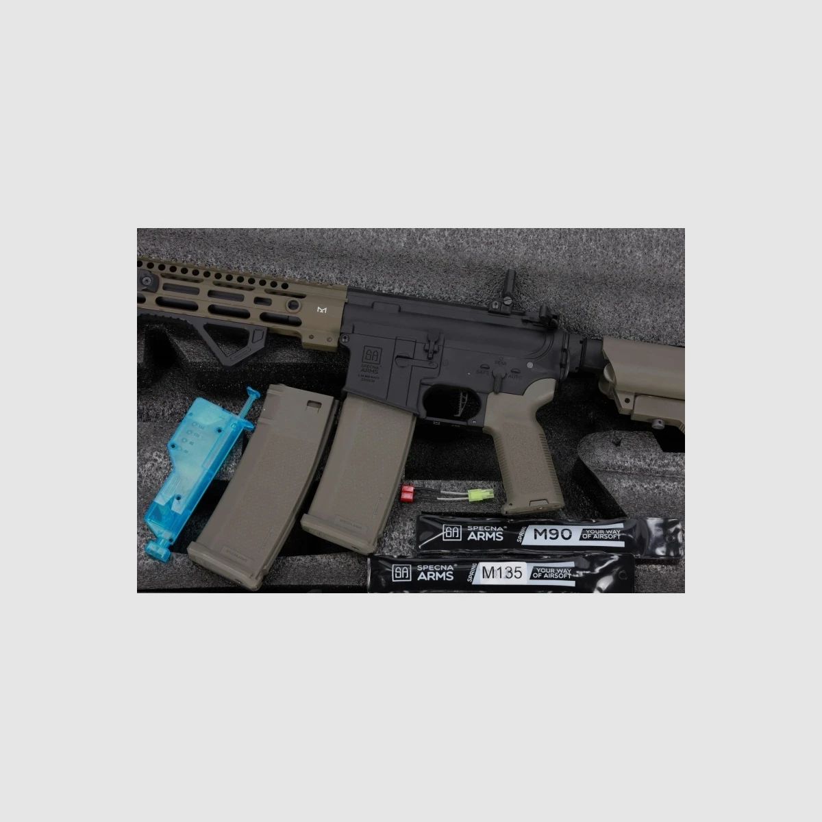 SA M4 Carbine M-LOK (SA-P20 PRIME™ Aster II ETU BLDC™) Rifle Airsoft Libre a partir de 18 - Negro/Oliva -F-