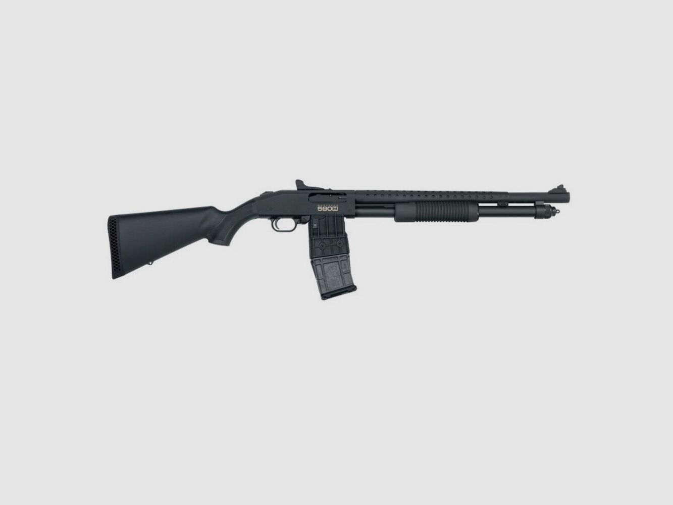 Mossberg 590M Mag-Fed 18.5" (5 inch) Zwart Ghostring 12/89