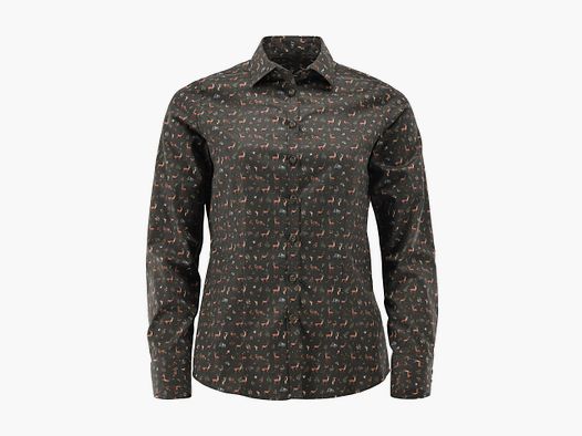 Tom Collins Damesblouse met Jachtmotief – Olijfgroen