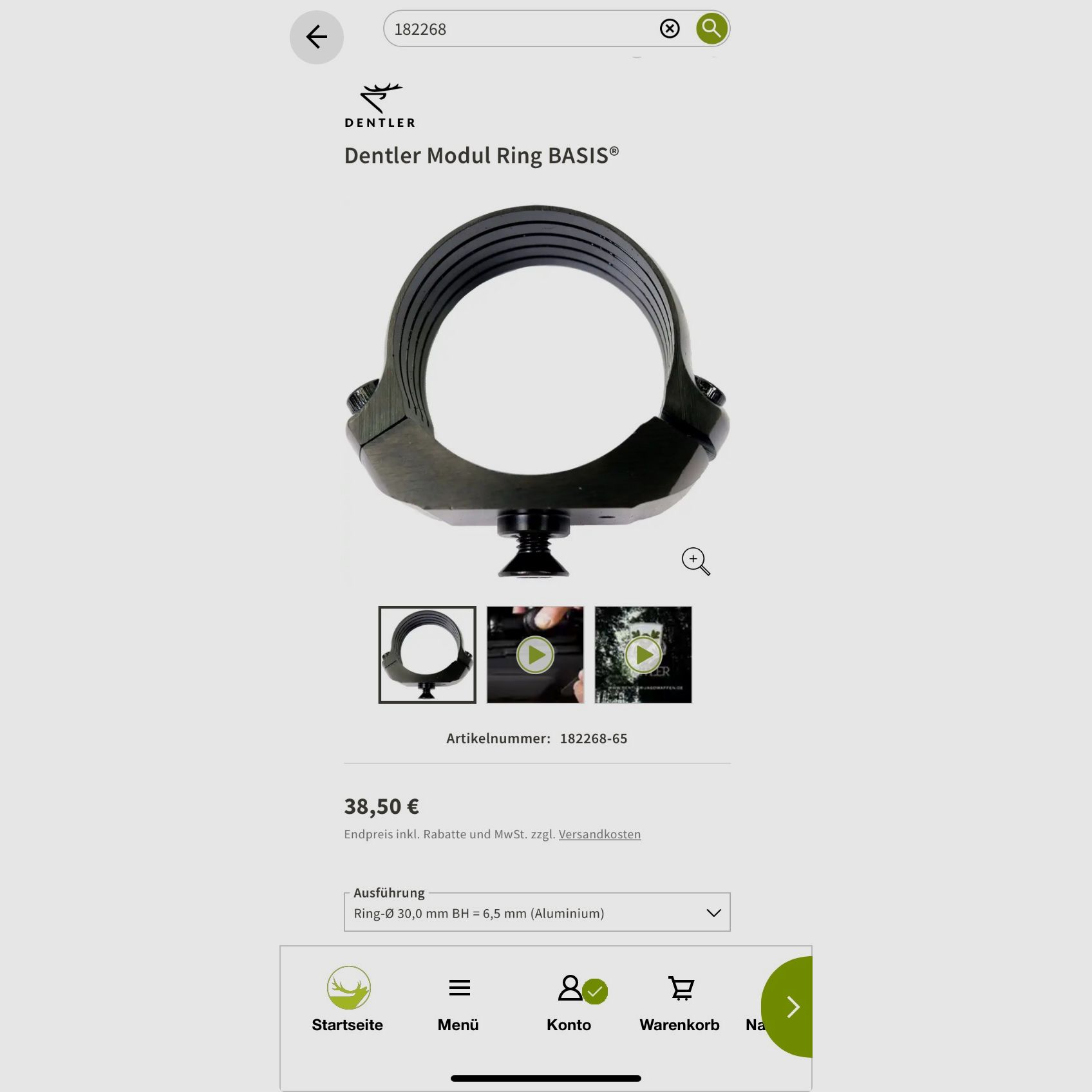 Dentler Montagering - 1x Modulring BASIS Ring Ø 30 mm BH = 6,5 mm (Aluminium)