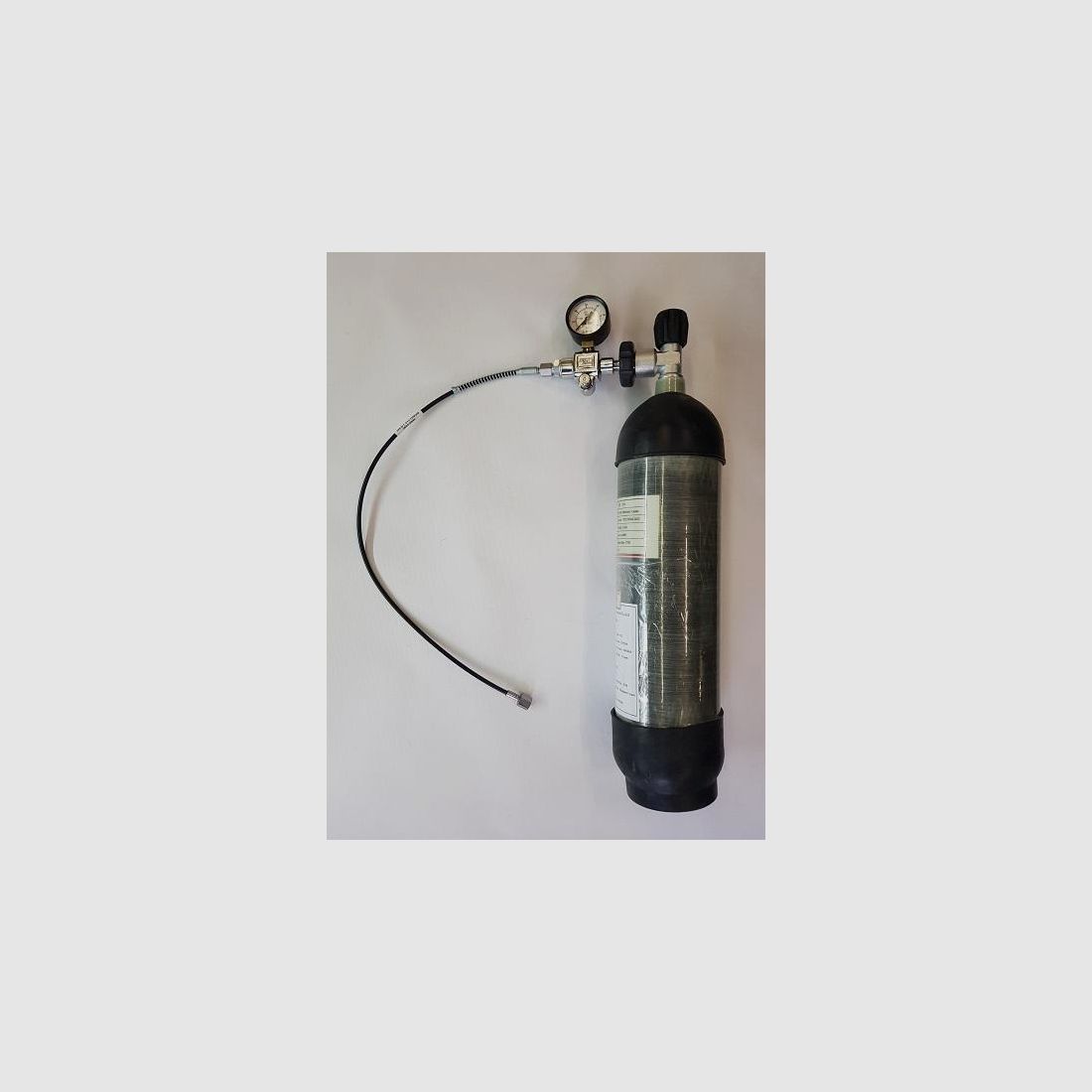 Bombola di aria compressa in carbonio da 3 litri con manometro e tubo