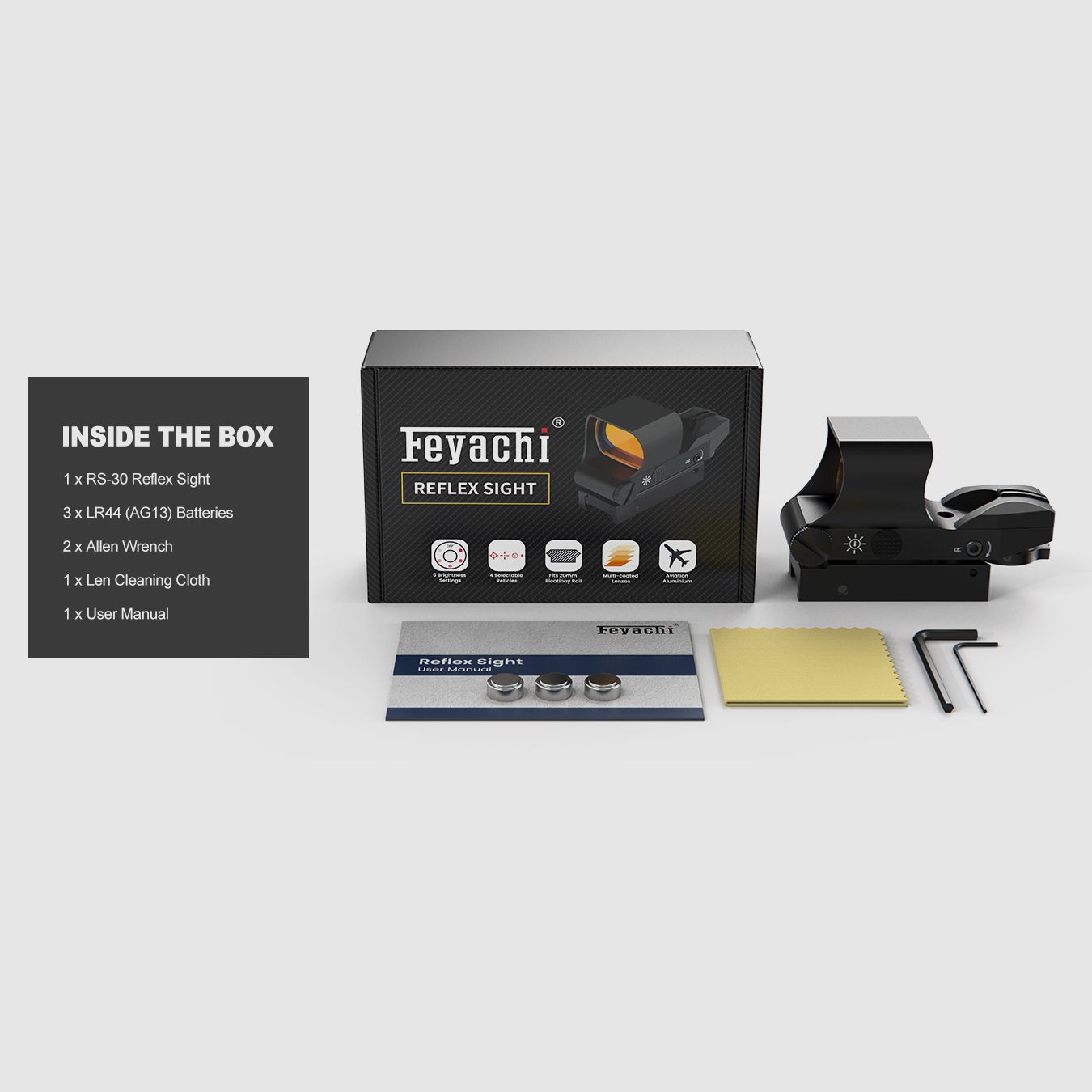 Feyachi RS-30 Red Dot - Red dot sight for Picatinny - 4 different reticles - red