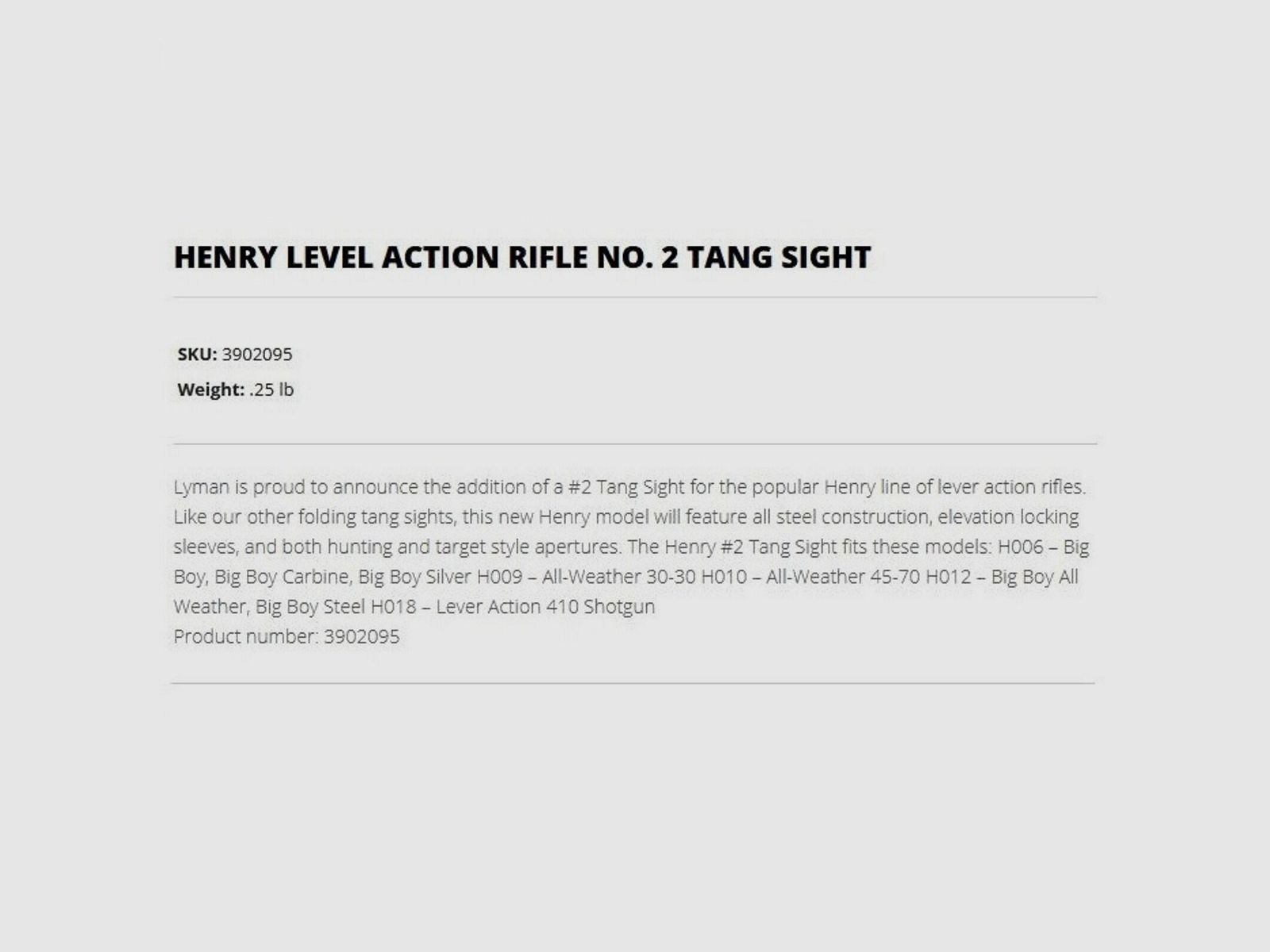 Lyman Diopter No.2 Henry Big Boy