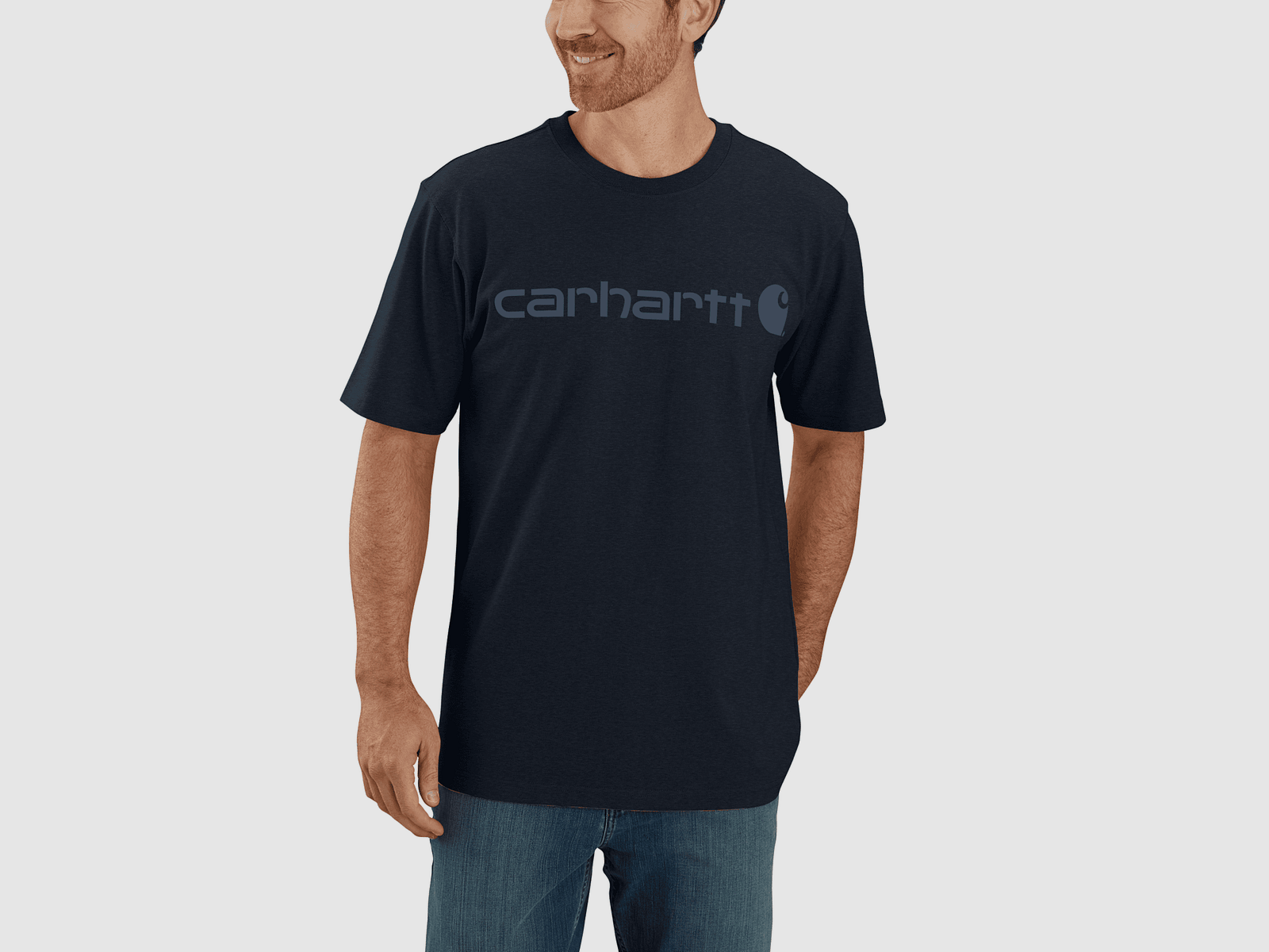 Carhartt Dearborn Relaxed Logo T-Shirt Men Navy/Dark Blue S