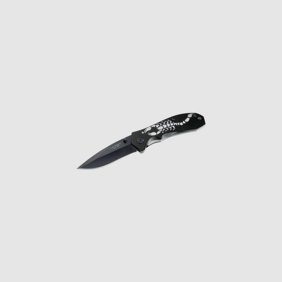 Herbertz Einhandmesser Stahl AISI 420, schwarz beschichtet Skorpion-Optik