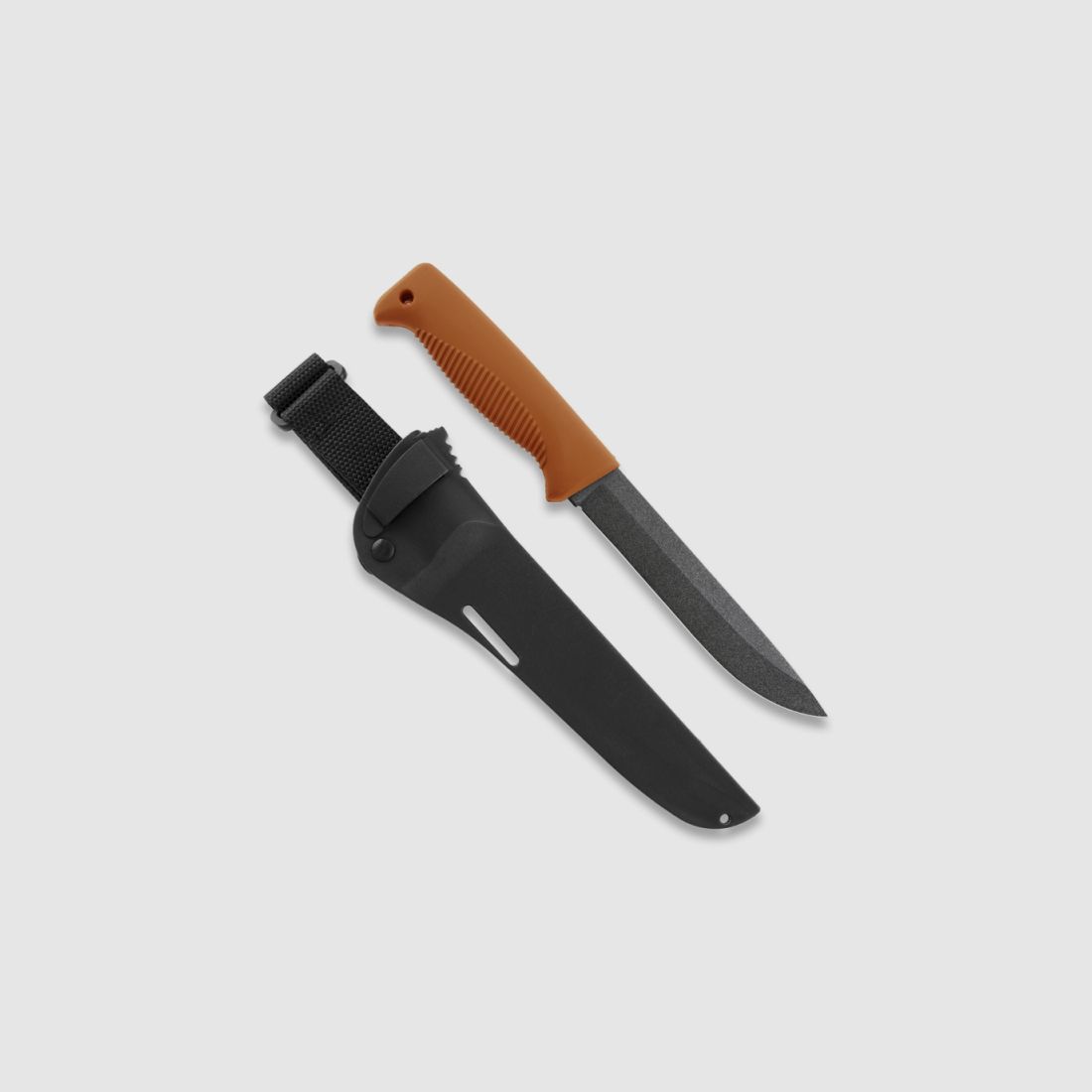 Peltonen Knives M95 Ranger Puukko Sissipuukko FJP134 orangener Griff PTFE Beschichtung Kunststoffscheide schwarz