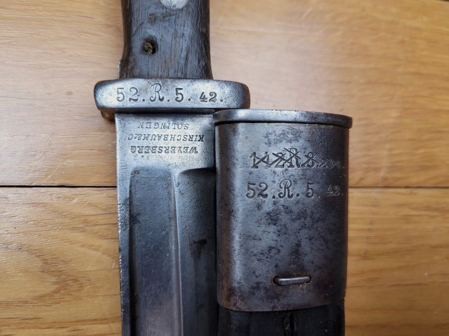 Rzadka niemiecka bagnet 84/98 1. typ – Weyersberg w Solingen – 6. Brandenburg – W 88 – z numerem! – TBE, zdjęcie 9 z 13