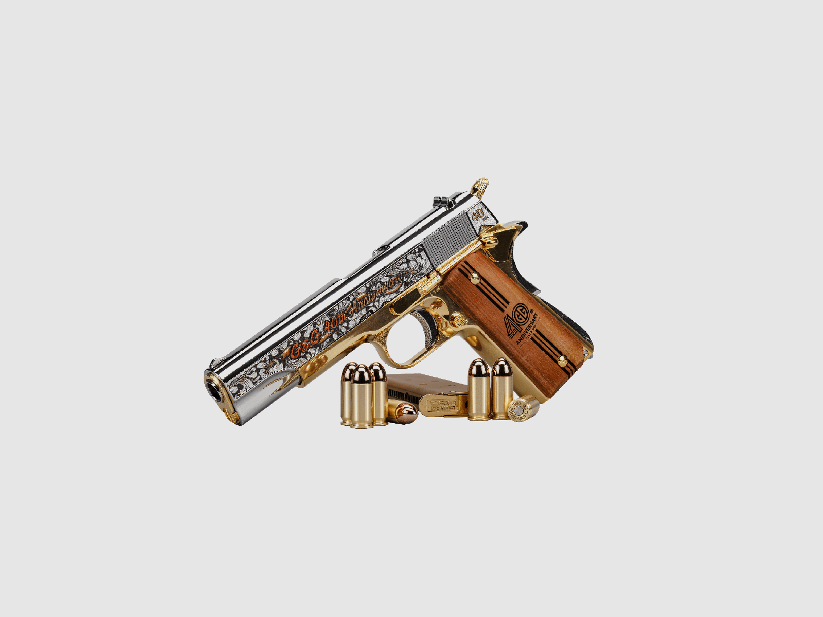 GPM1911 40th Anniversary Warhorse Edition Gas Blow Back Pistol – Gold / Silver -F- | G&G, image 11 of 11