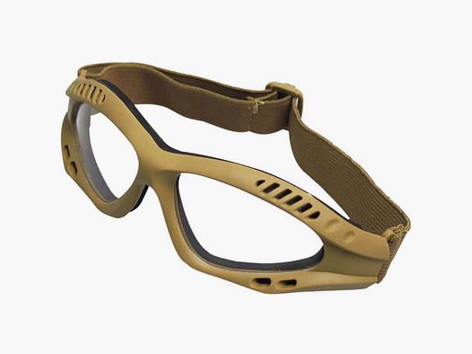 DELTA SIX FlexProtect Airsoft Schutzbrille (desert / tan - klares Glas)