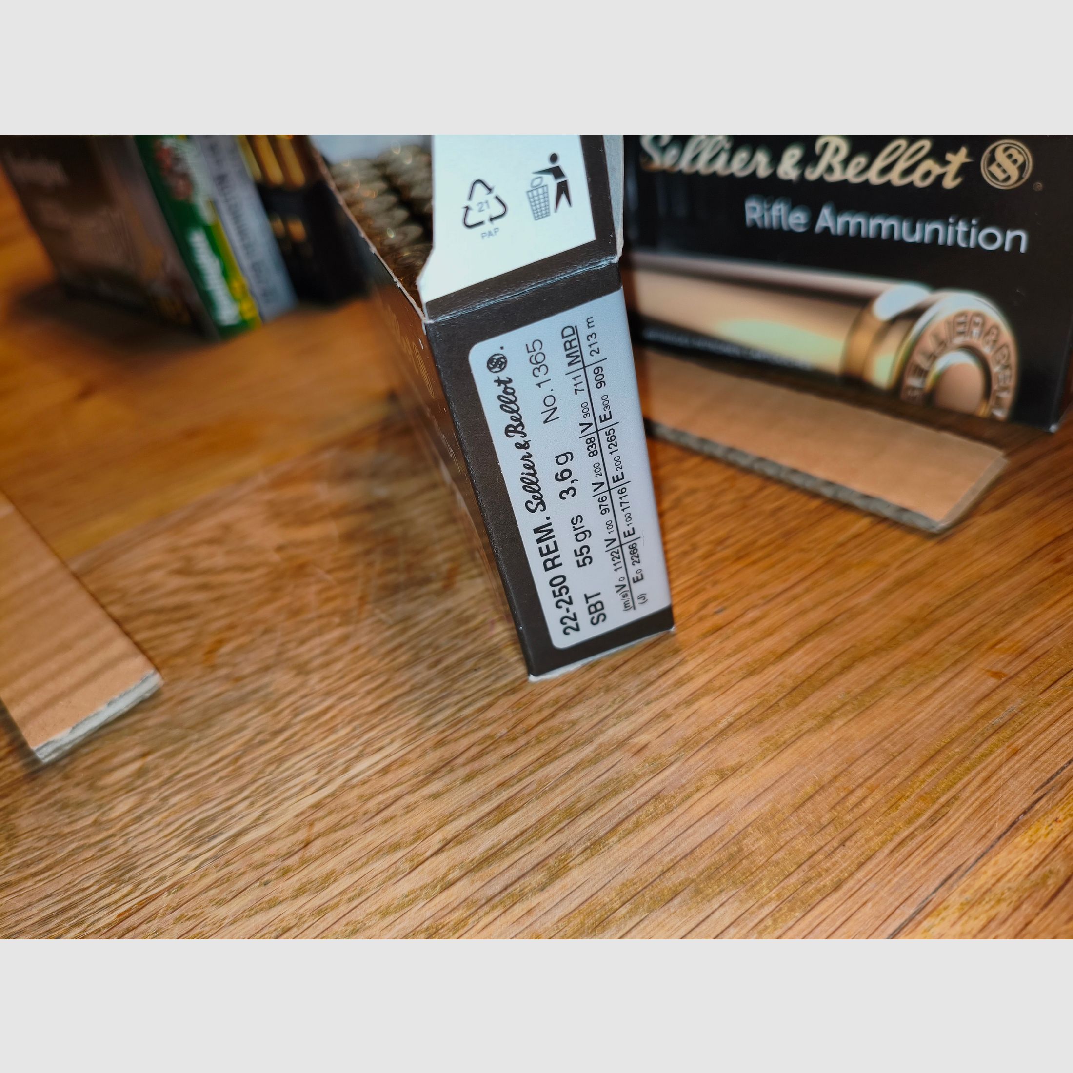 Diverse munizioni da caccia .22-250 (confezione per il collaudo)