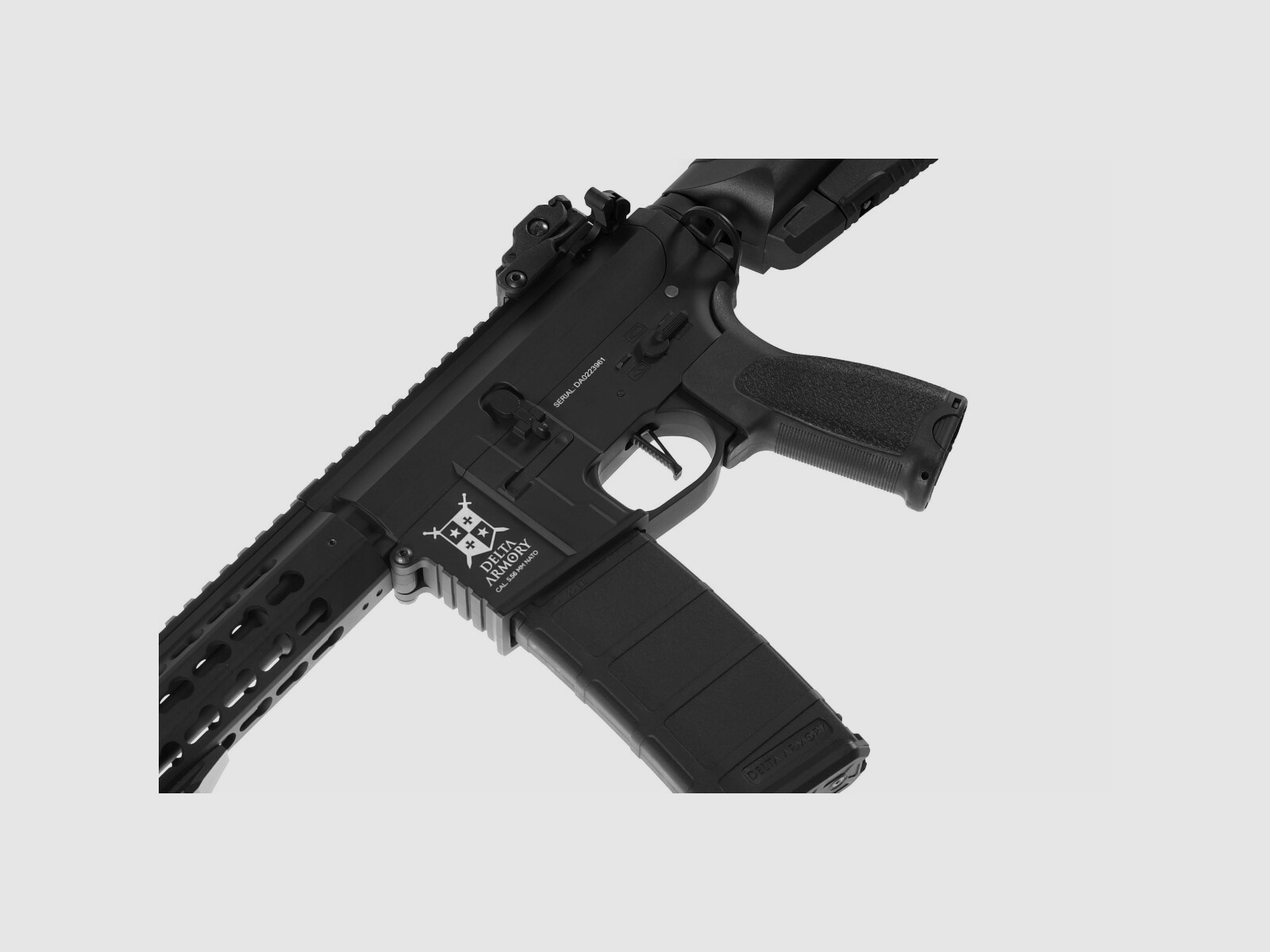 AR15 KeyMod 10 Zoll ALPHA EAGLE ETU Schwarz S-AEG Softair Gewehr Frei ab 18 Jahren | Delta Armory