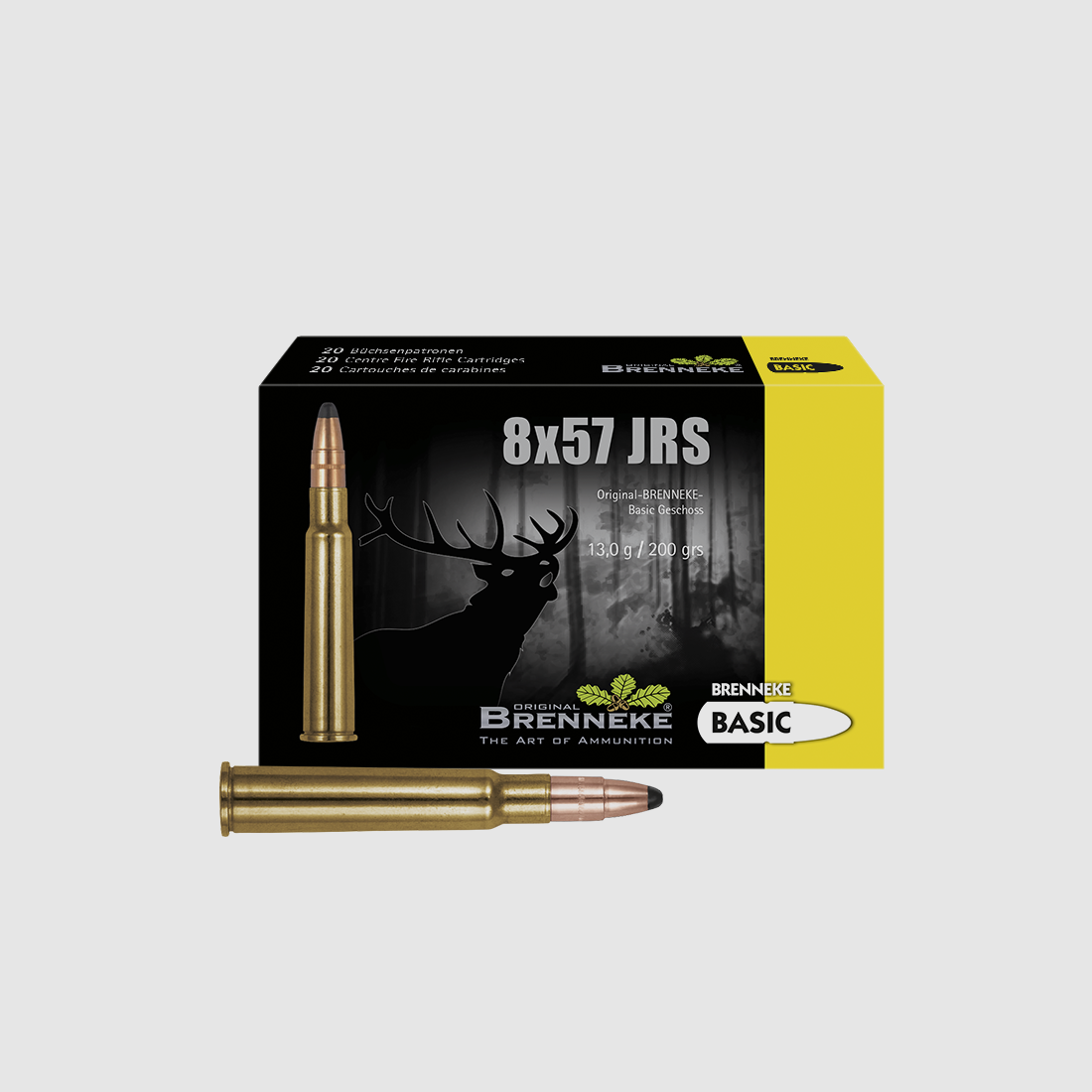 Cartouche de fusil avec balle BASIC / SOFT-POINT – 8 x 57 IRS, Orig. BRENNEKE Basic 13,0 g VE20