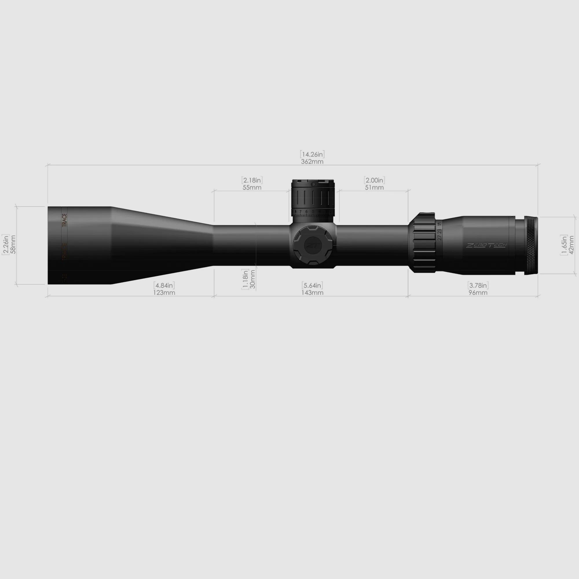 Luneta Zero Tech TRACE 4,5-27x50 RMG FFP MRAD, zdjęcie 3 z 4