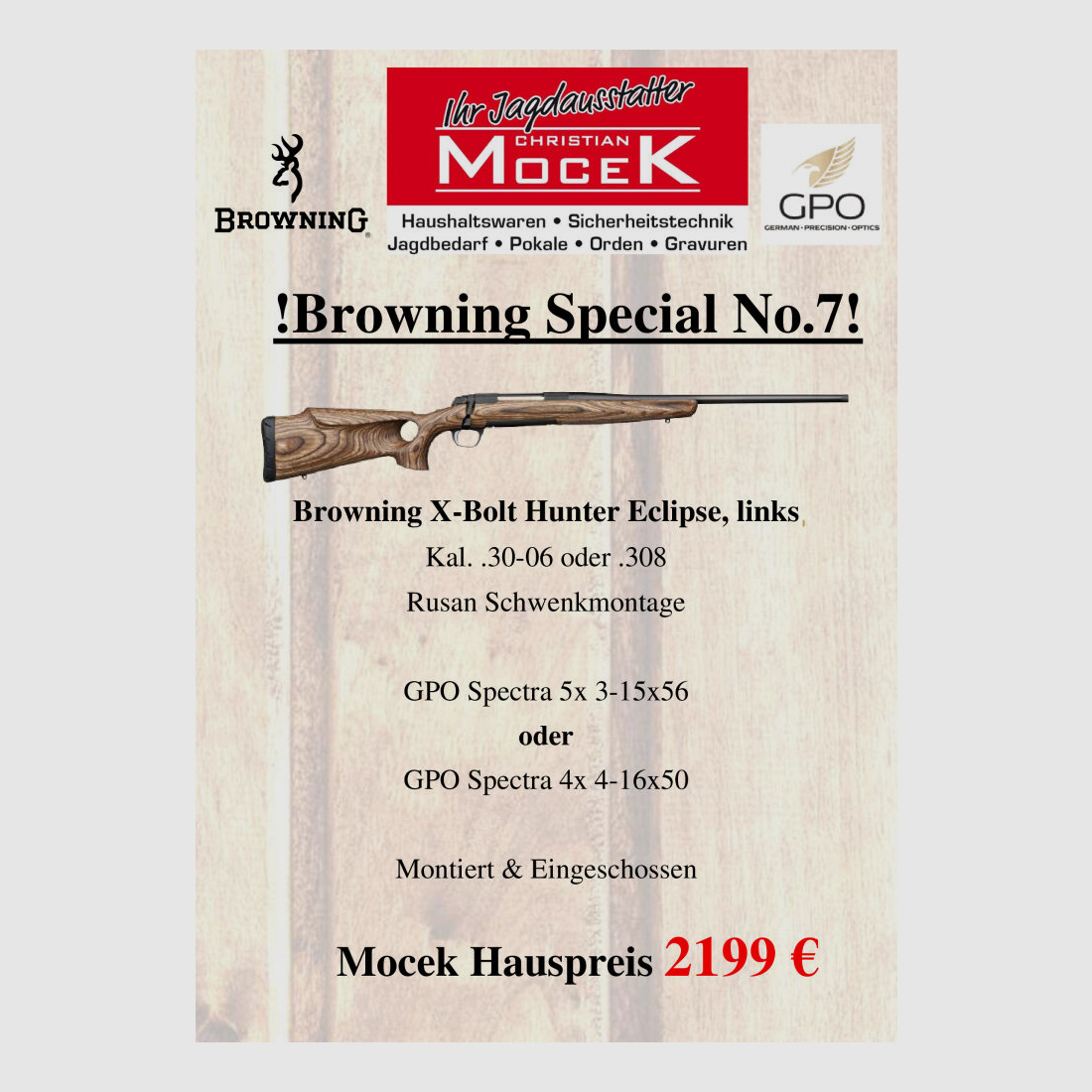 Browning X-Bolt Hunter Eclipse, con GPO Spectra, sinistra