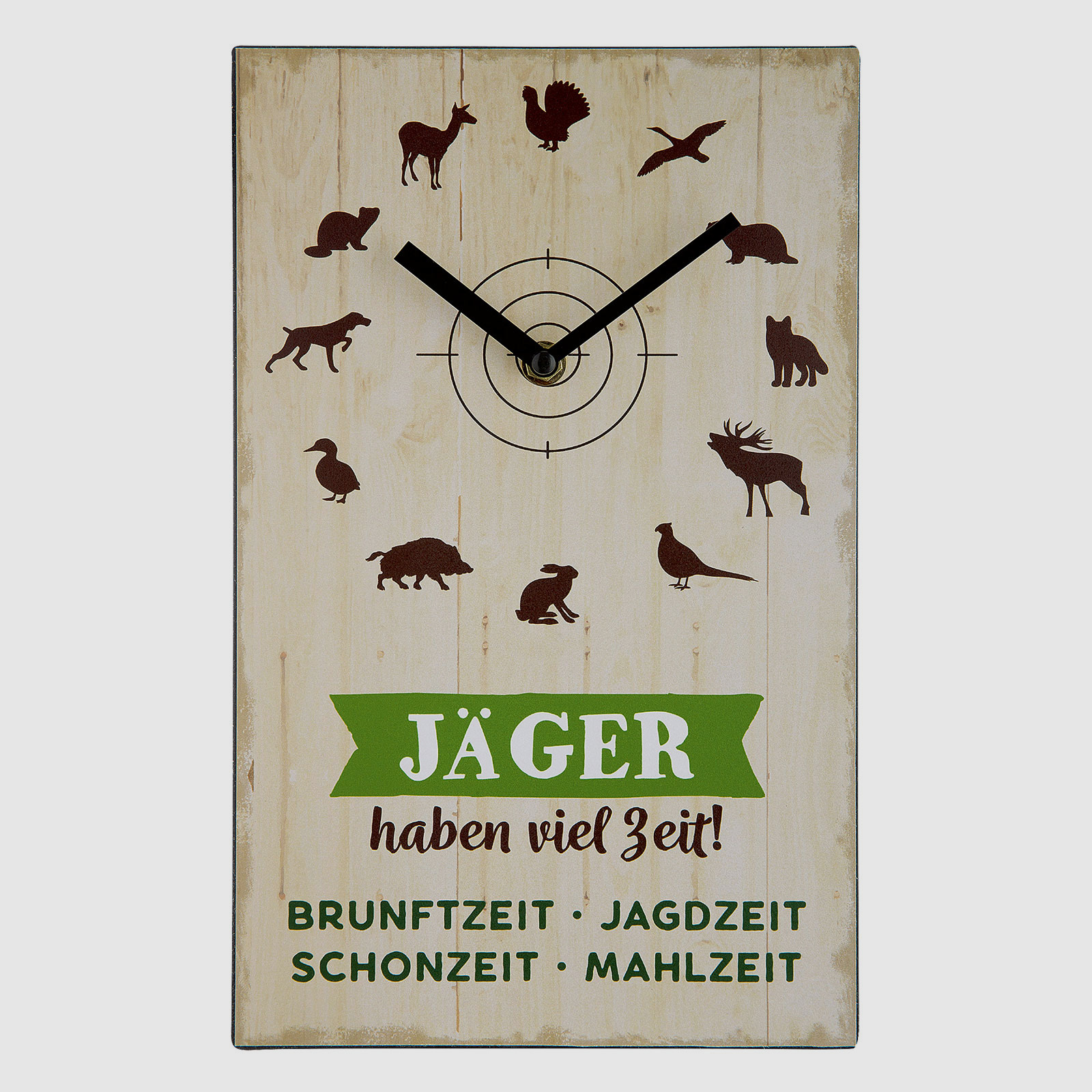 Wanduhr Jäger haben viel Zeit