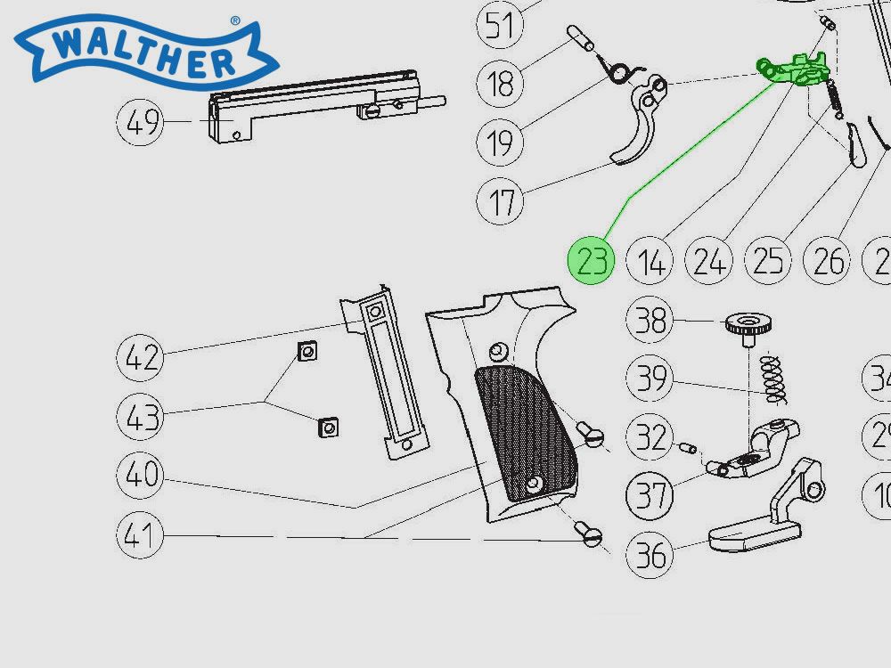 Trommelraste fĂĽr CO2 Pistole Walther CP88, Ersatzteil