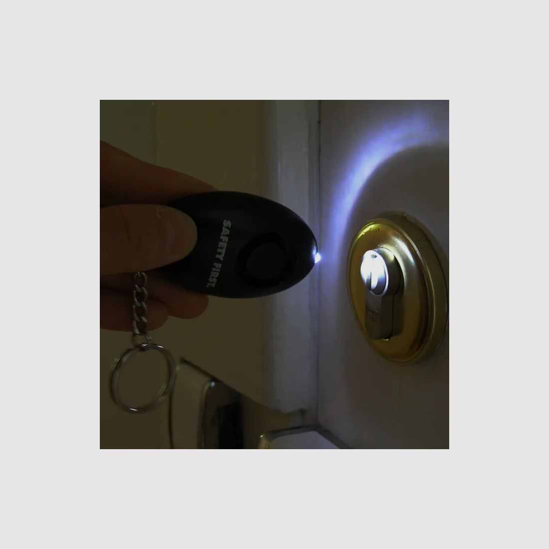 Schlüsselalarm in Schwarz - inkl. LED-Licht + Umhängeband