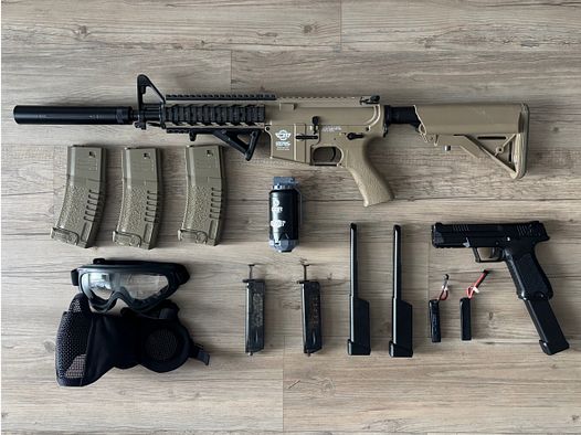 Airsoft Bundle 0,5J | G&G CM16 Raider + CYMA CM.127 | viele Magazine + Gear