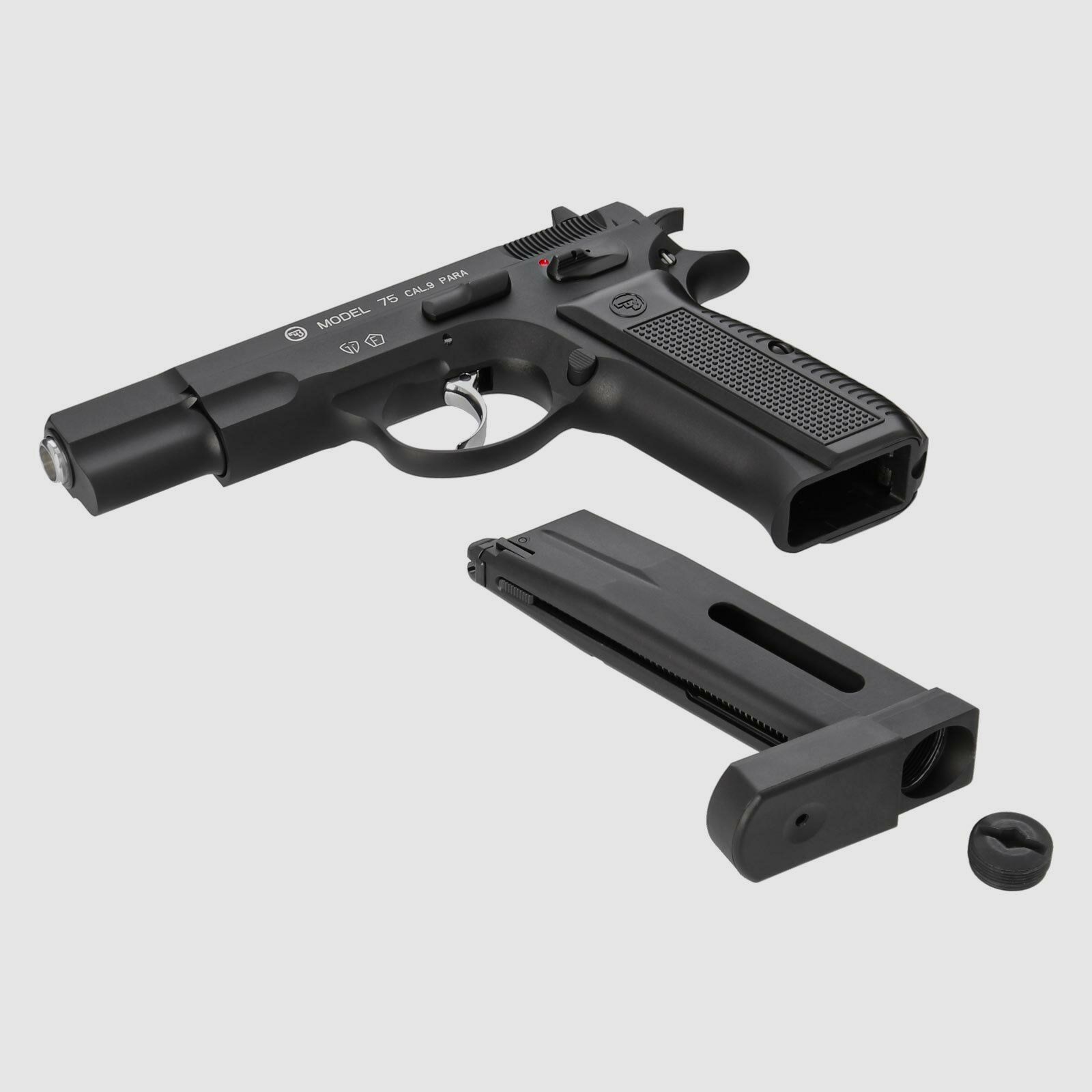 Luftpistolenset CZ 75 4,5 mm Stahl BB Co2-Pistole Vollmetall Blow Back (P18) + 10 Co2-Kapseln Umarex + 1500 Stahl BB's Umarex