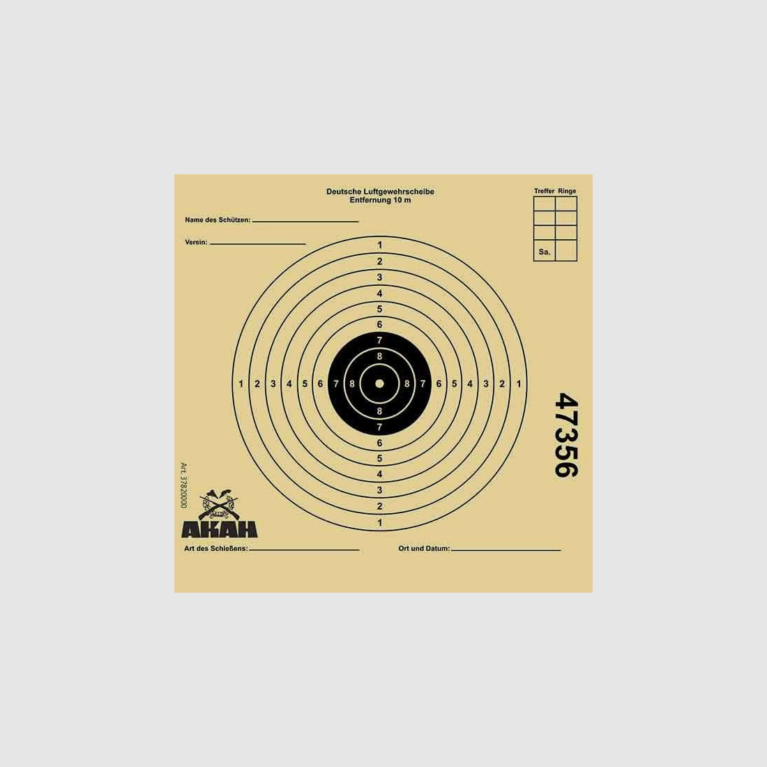 AKAH air rifle target 12x12 cm with 10 rings
