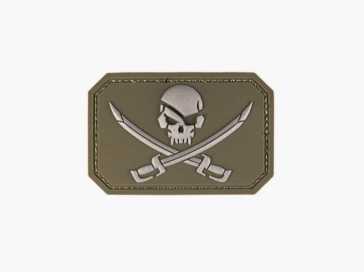 3D Skull w. Swords PVC Patch oliv