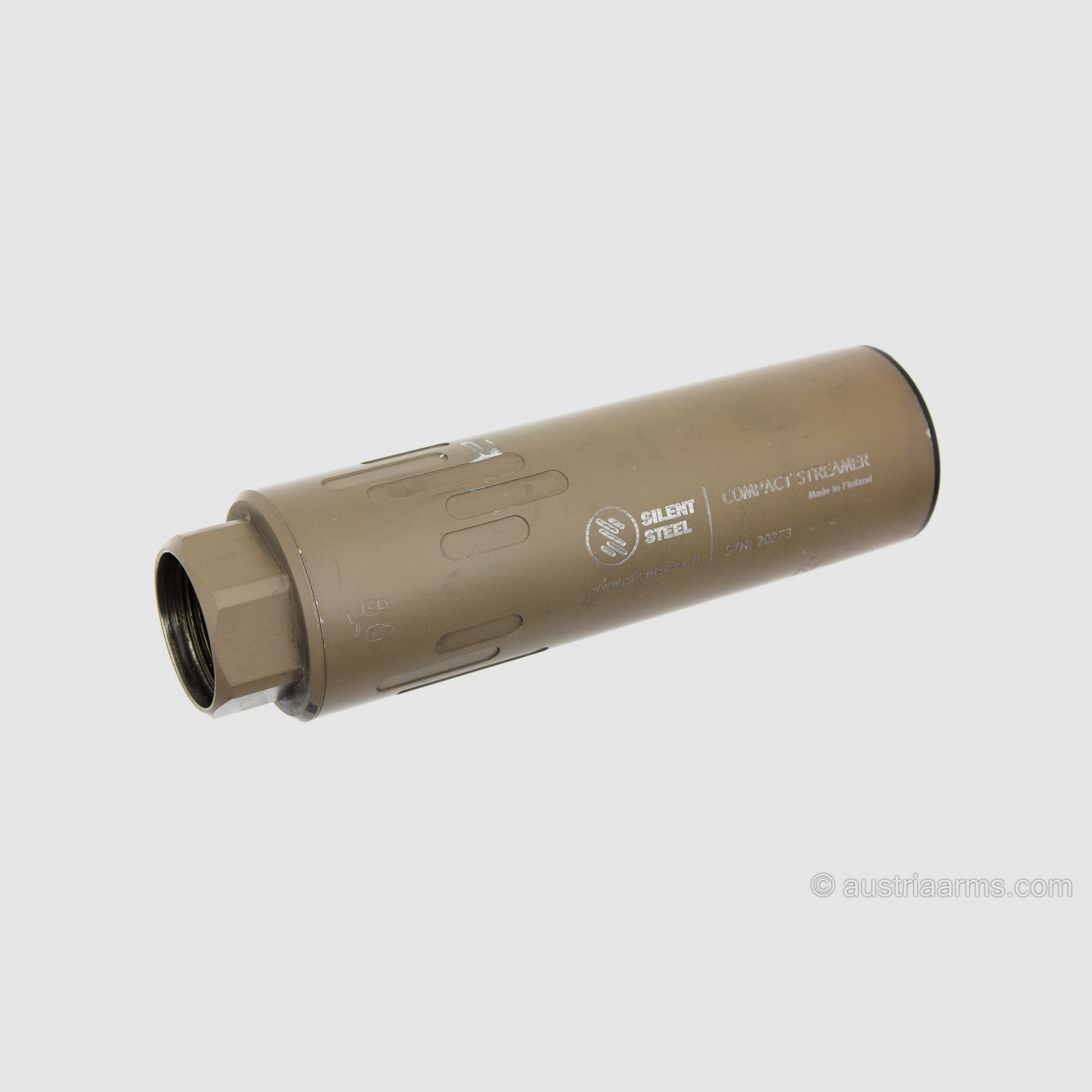 Silent Steel Compact Streamer Suppressor .223 / 7.62mm FDE – Demonstrator, image 1 of 2