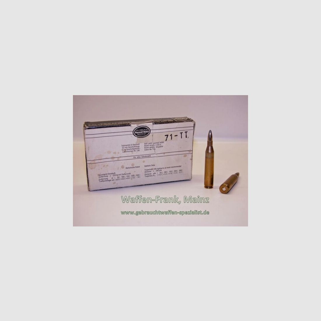 RWS (WZd.Fa.Rottweil) 93 gr. / 6,0 g TM noch mit Flußstahlmantel