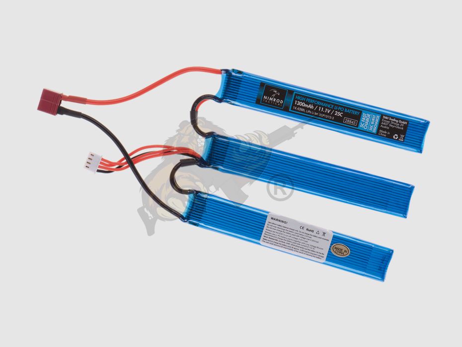 Nimrod Airsoft LiPo Akku 11.1V 1300mAh, 25C dreiteilig - T-Plug