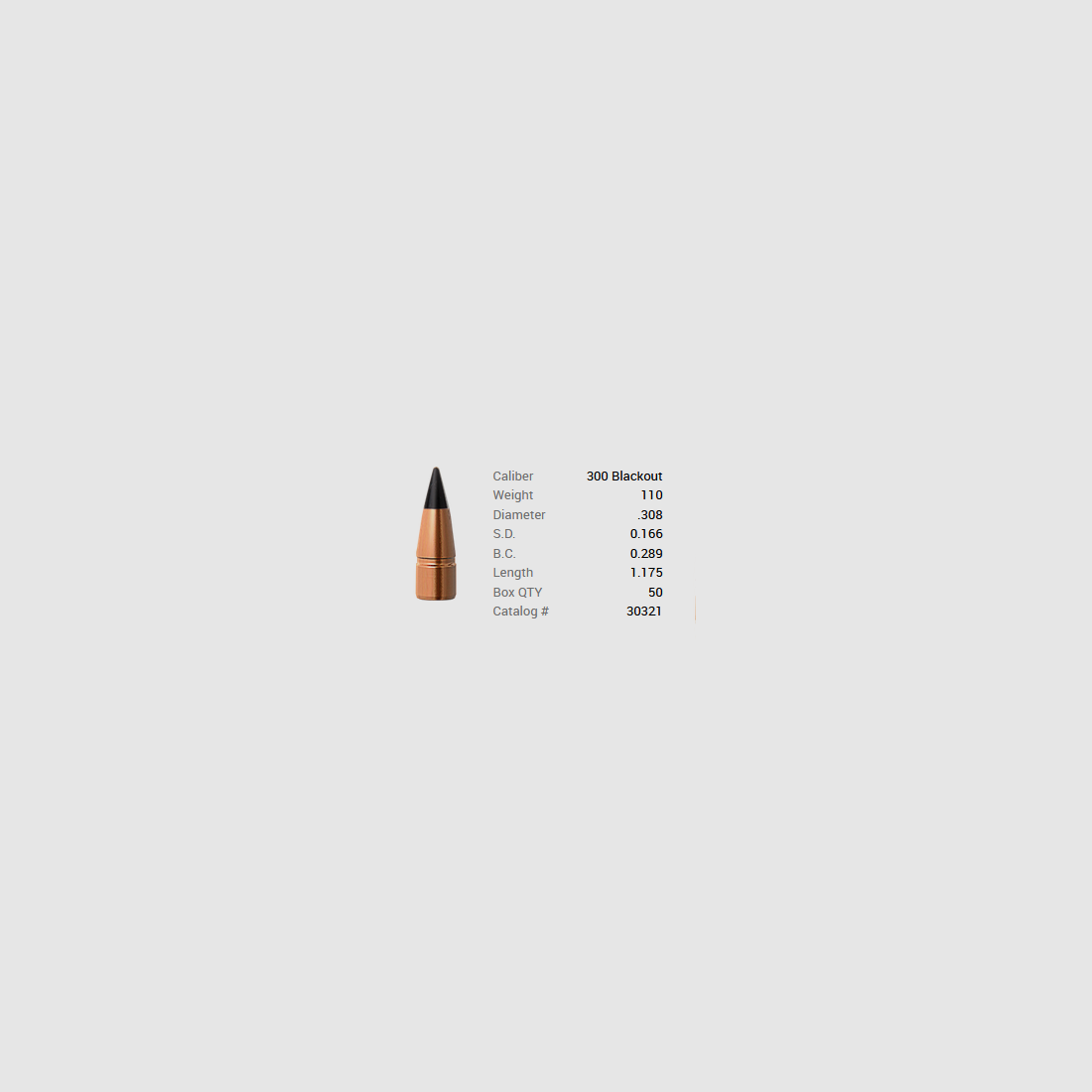 Proiettile Barnes .30/.308 110GR M/LE Tac-TX FB 50 pezzi