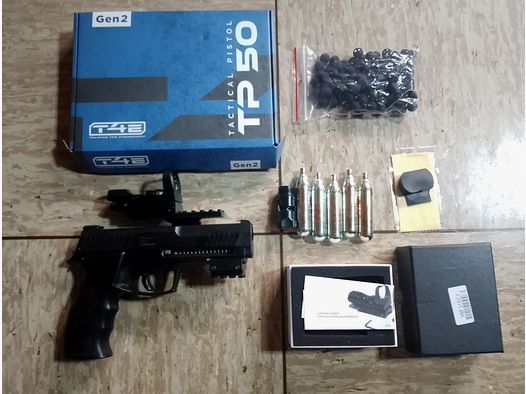 Hdp50 Tp50 T4E RAM .50  Gen 2 mit Visier Rot Grün Punkt Top Mount Scope + CO2 Kapseln und Rubberballs neu 